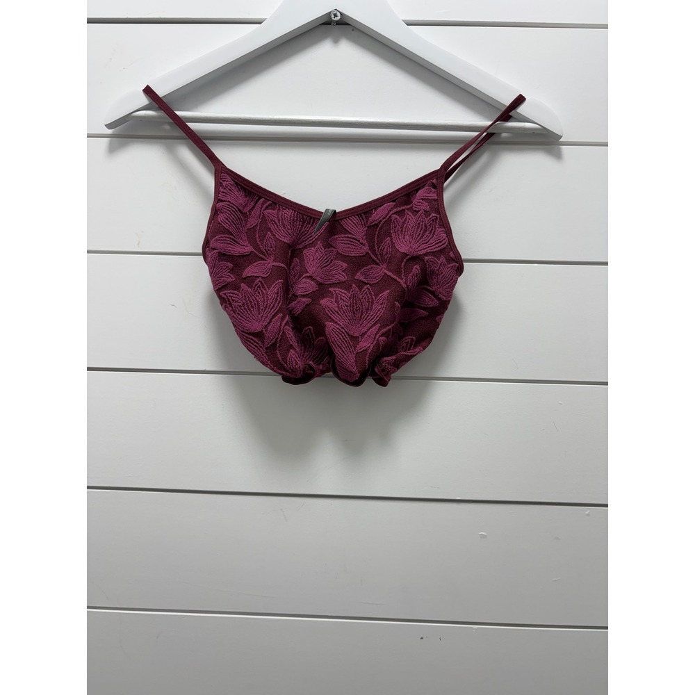 By Anthropologie Seamless Floral Ruffle-Hem Bralette Size S/M